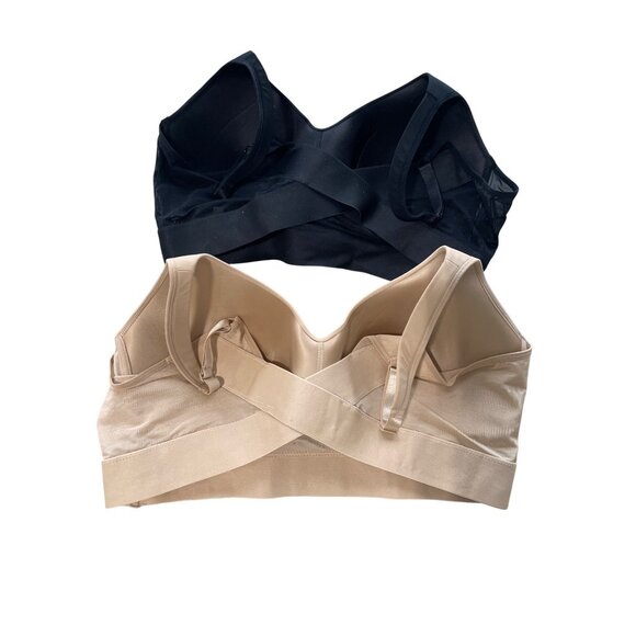 Rhonda Shear 2Pk Molded Cup Bra with Wrap Back Size 2X Black Beige Comfort 645.9 - Picture 3 of 10